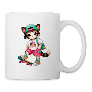 Kitten Summer Skateboarding - Mug - white - Right