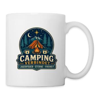 Camping verbindet – Lagerfeuer Sterne Freiheit - Tasse - Weiß - Rechts