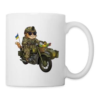 Ukraine Combat Kitten on Motorcycle (KZU) - Mug - white - Right