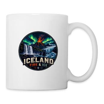 Logo du badge de voyage vintage Iceland Fire et Icee - Mug blanc - blanc - Droite