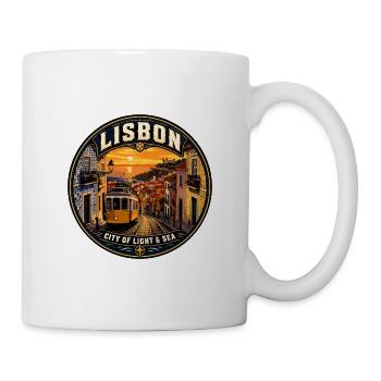 Lissabon Portugal Vintage-Reiseabzeichen - Tasse - Weiß - Rechts
