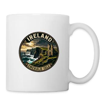 Ireland Emerald Isle Vintage Travel Badge - Mug - white - Right