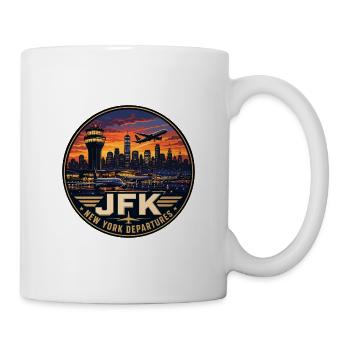 JFK Airport New York Vintage-Reiseabzeichen - Tasse - Weiß - Rechts