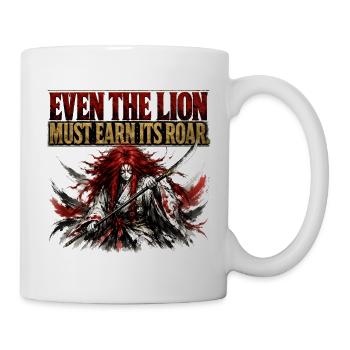 Even The Lion Earn Its Roar Samurai Gym Shirt - Mug - white - Right