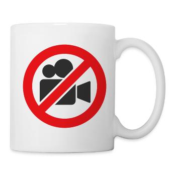 Panneau d’avertissement interdiction d’interdiction d’enregistrement vidéo - Mug blanc - blanc - Droite