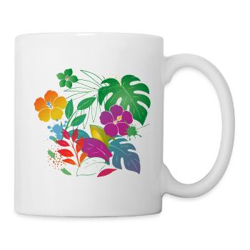 Tropical Flowers and Leaves Design - Mug - white - Right
