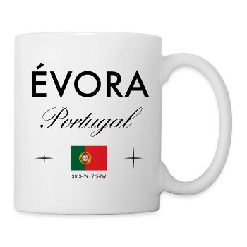 Evora Portugal Koordinaten Reise Souvenir - Tasse - Weiß - Rechts