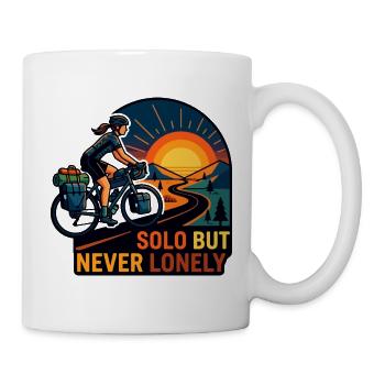 Solo, aber niemals einsame Radfahrerkunst - Tasse - Weiß - Rechts