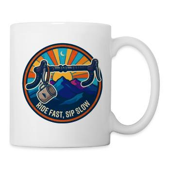Ride Fast Sip Slow Retro Bike Badge - Mug - white - Right