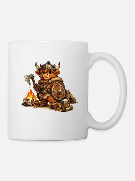 Highland Cow Wikinger - Tasse - Weiß