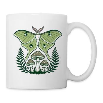 Luna Moth Mushrooms Ferns Forest Art - Mug - white - Right