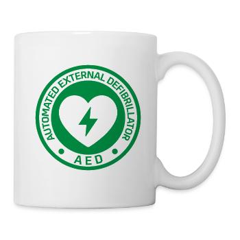 Automated External Defibrillator AED Sign Sticker - Mug - white - Right