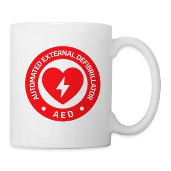 Automated External Defibrillator AED Sign Sticker - Mug - white - Right