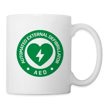 Automated External Defibrillator AED Sign Sticker - Mug - white - Right