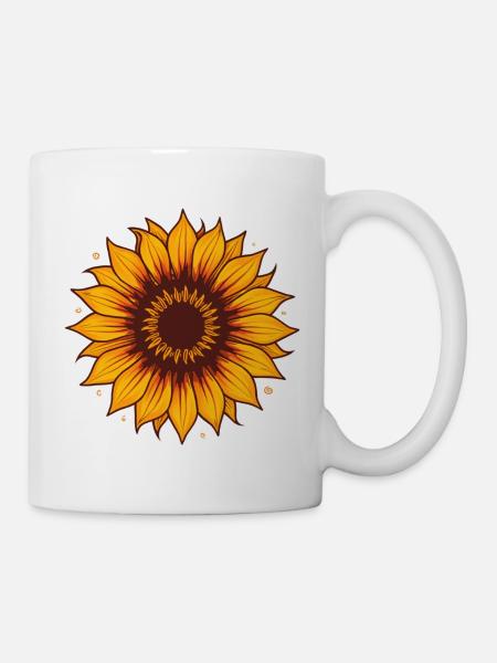 Sunflower Fire Colors Pattern - Mug - white