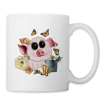 Cute piggy with googly eyes - Mug - white - Right