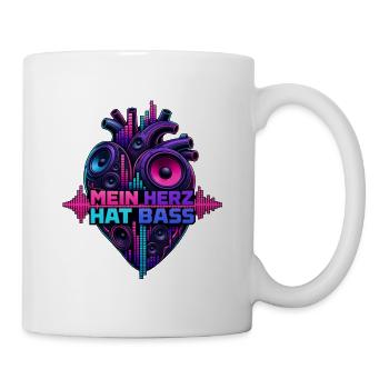 Mein Herz Hat Bass – Festival & Techno Heart Beat - Tasse - Weiß - Rechts