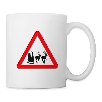 Road sign warning for Father Christmas ahead.  - Mug - white - Right
