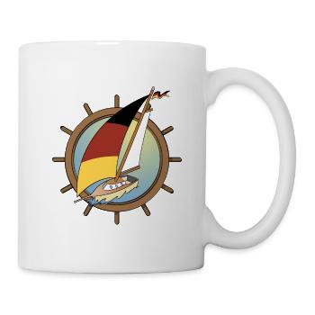 Sailboat with German flag in rudder wheel - Mug - white - Right