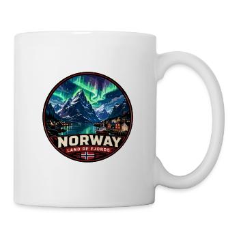 Norway Land of Fjords Vintage Badge - Mug - white - Right