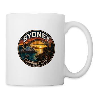 Sydney Harbour City Vintage Travel Badge - Mug - white - Right