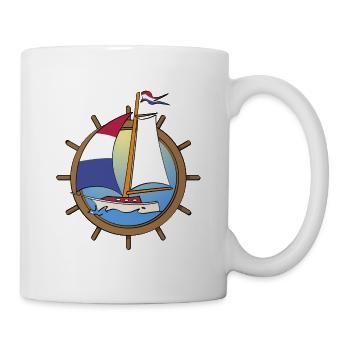Dutch Sailboat in steering wheel - Mug - white - Right