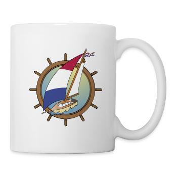 Dutch Sailboat in steering wheel - Mug - white - Right