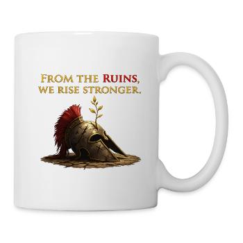 Des ruines, nous nous soulèvons plus fort Spartan Gym Shirt - Mug blanc - blanc - Droite