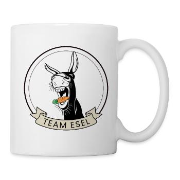 Team Esel | Lustiger Esel mit Möhre für Eselfans - Tasse - Weiß - Rechts