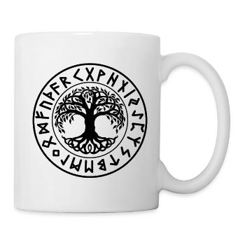 Yggdrasil Tree Norse Runes Seal - Mug - white - Right