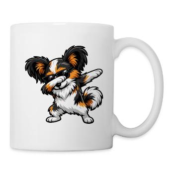 Dabbing Papillon in Comic Style - Mug - white - Right