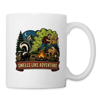 Funny Skunk Camping Adventure Retro Art - Mug - white - Right