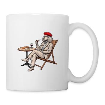 French Poodle Wine & Cheese Funny Original Design - Mug - white - Right