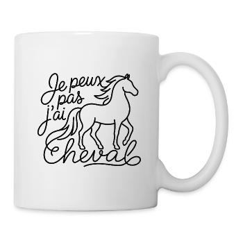 Je peux pas j'ai cheval – line art - Mug blanc - blanc - Droite