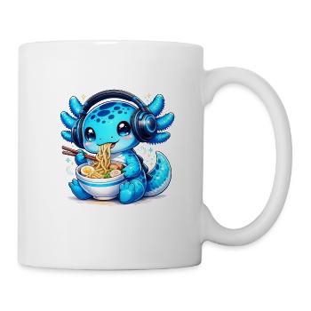 Kawaii Axolotl with Headphones and Ramen Gaming - Mug - white - Right