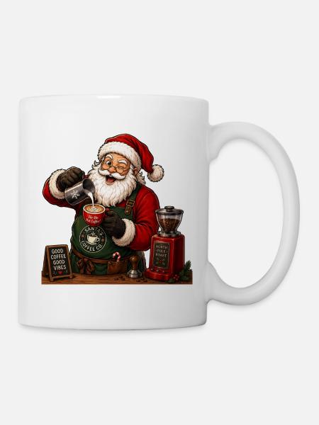 Santa christmas coffeeshop - Tasse - Weiß
