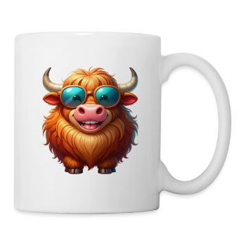 Cool Highland Cattle avec des lunettes de soleil – Bande dessinée - Mug blanc - blanc - Droite