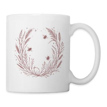 Grain wreath with bees - Mug - white - Right