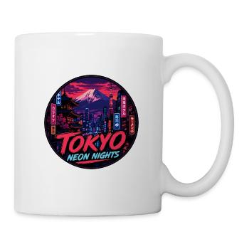 Tokyo Neon Nights Vintage Travel Badge - Mug - white - Right