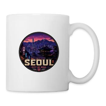 Seoul City of Soul Korea Vintage Travel Badge - Mug - white - Right