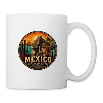 Mexico Vintage Travel Sun & Stone Badge - Mug - white - Right