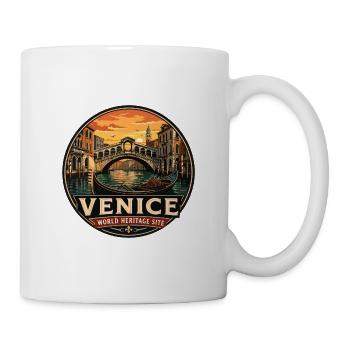Venice Grand Canal Gondola Vintage Badge - Mug - white - Right