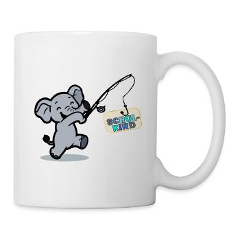 Schulkind Angeln Elefanten - Tasse - Weiß - Rechts