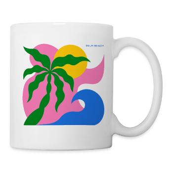 Abstract Palm Tree & Sun: Summer Design - Mug - white - Right