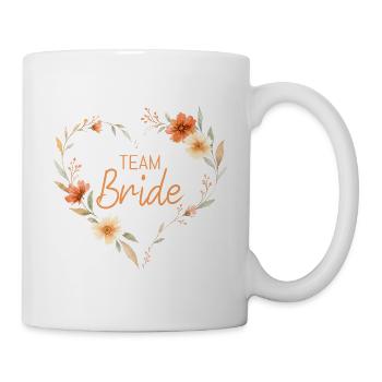 Team bride! Boho Blumen Herz - Tasse - Weiß - Rechts