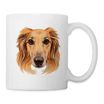 saluki head, watercolor look, greyhound designs - Mug - white - Right