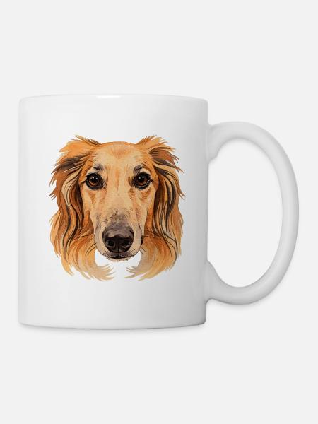 Saluki Windhund Portrait Digital Art - Tasse - Weiß