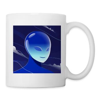 Blauer Alien Blick Maskenkunst - Tasse - Weiß - Rechts