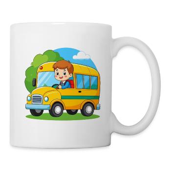 Yellow school bus for school enrolment – back-to-school bus - Mug - white - Right