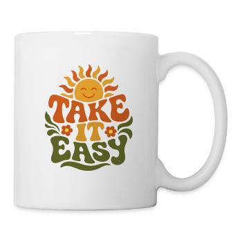 Take It Easy – Retro 70s Groovy Statement Design - Mug - white - Right